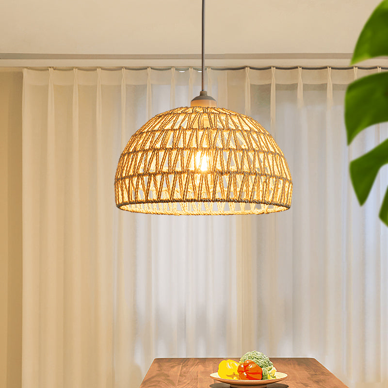 Fosolir Boho Retro LED Pendant Light Wood Rattan Bedroom/Restaurant