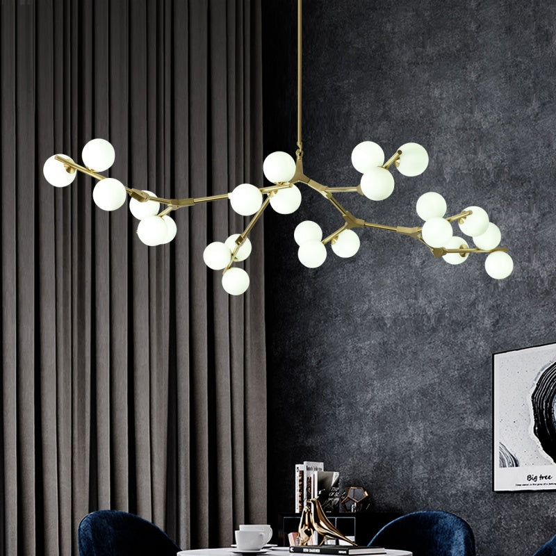 Holumam Modern LED chandelier Gold/Black Glass Living Room/Bedroom