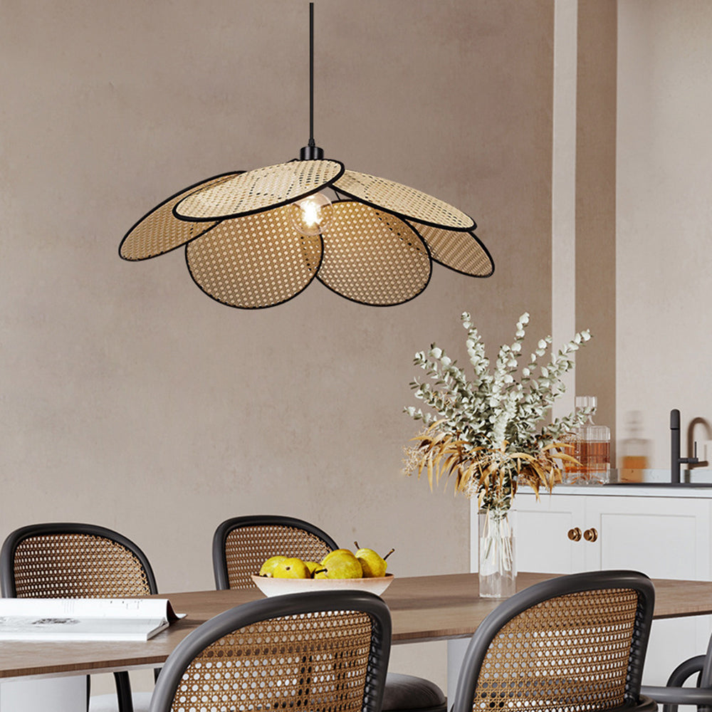 Kedober Willow weave Wabi Sabi Rattan Pendant Light, Black/White