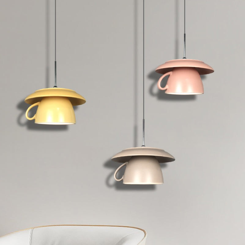 Bugidodu Pop Art Cup Ceramic LED Pendant Light Study Bedroom