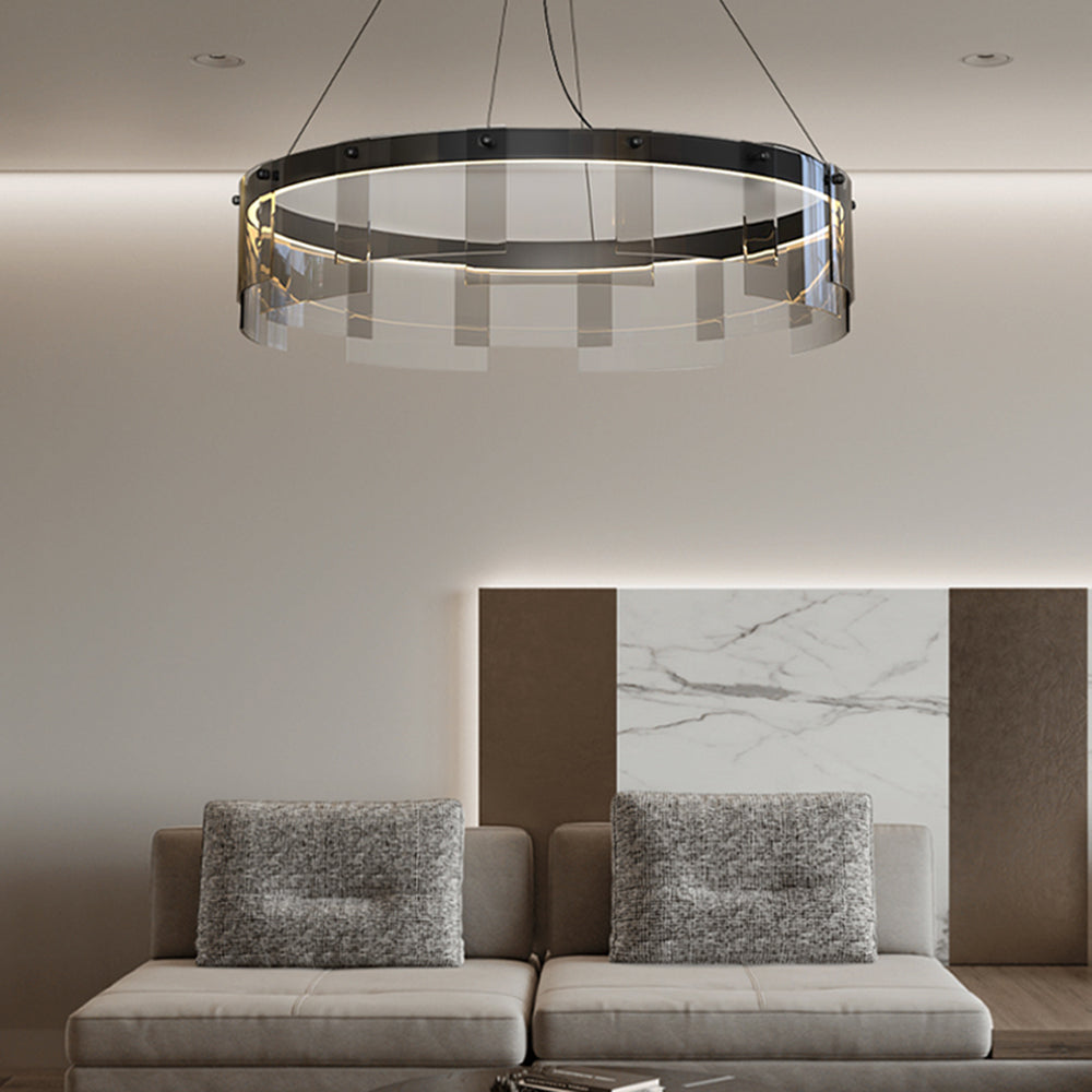 Mutoges Modern Ring Metal Pendant Light, Black