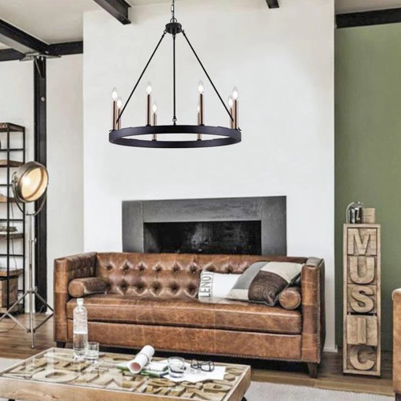 Disegot Modern Industrial LED Chandelier Black Metal Living Room