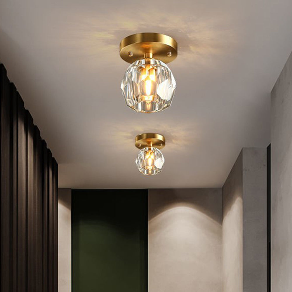 Lebomen Luxury Diamond Metal/ Flush Mount Ceiling Light, Gold
