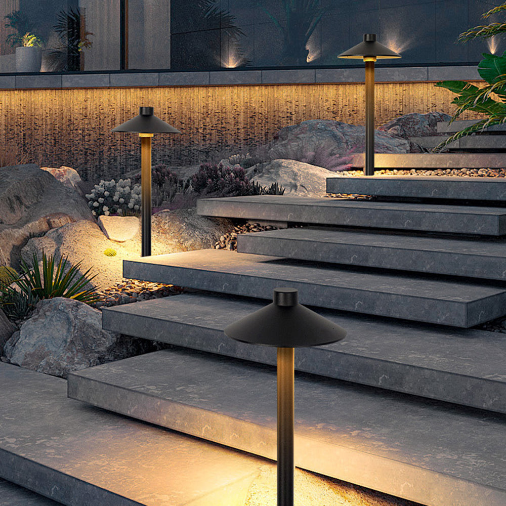 Dorvenia Outdoor Path Light Contemporary Cap-Shaped Black-Relic Pieces