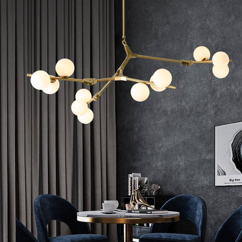 Holumam Modern LED chandelier Gold/Black Glass Living Room/Bedroom