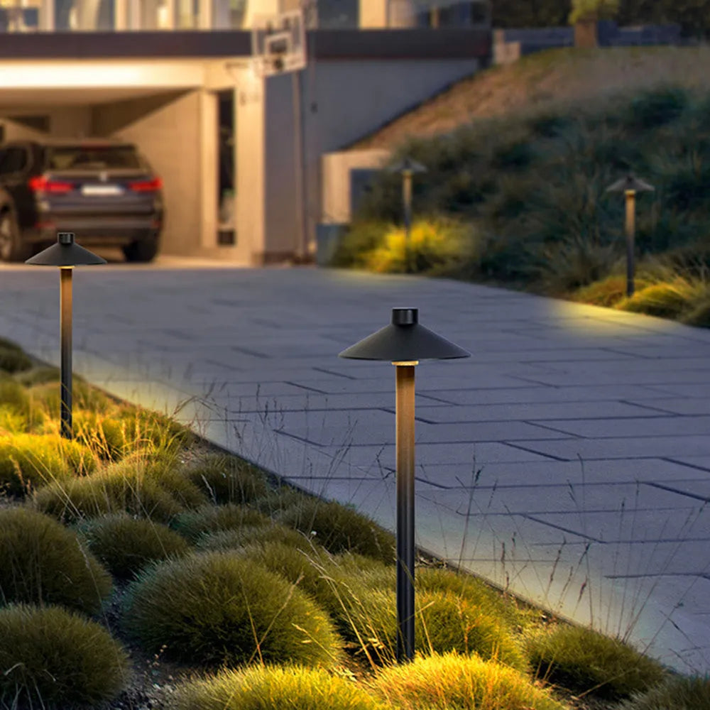 Dorvenia Outdoor Path Light Contemporary Cap-Shaped Black-Relic Pieces
