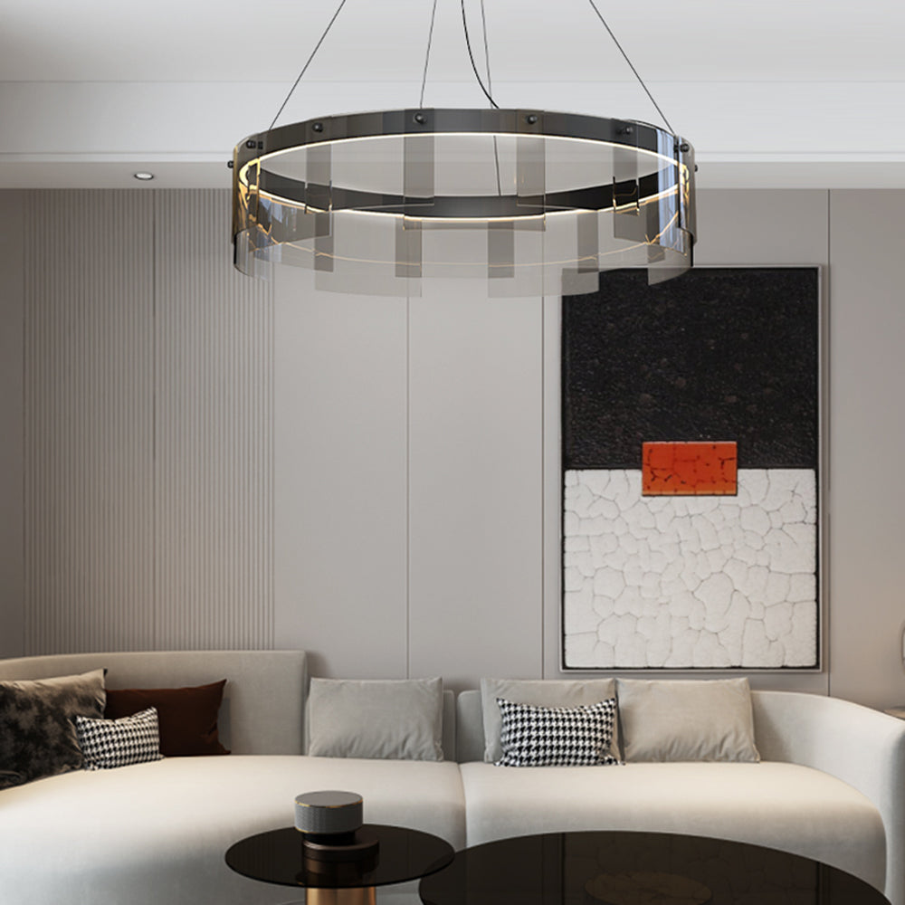 Mutoges Modern Ring Metal Pendant Light, Black