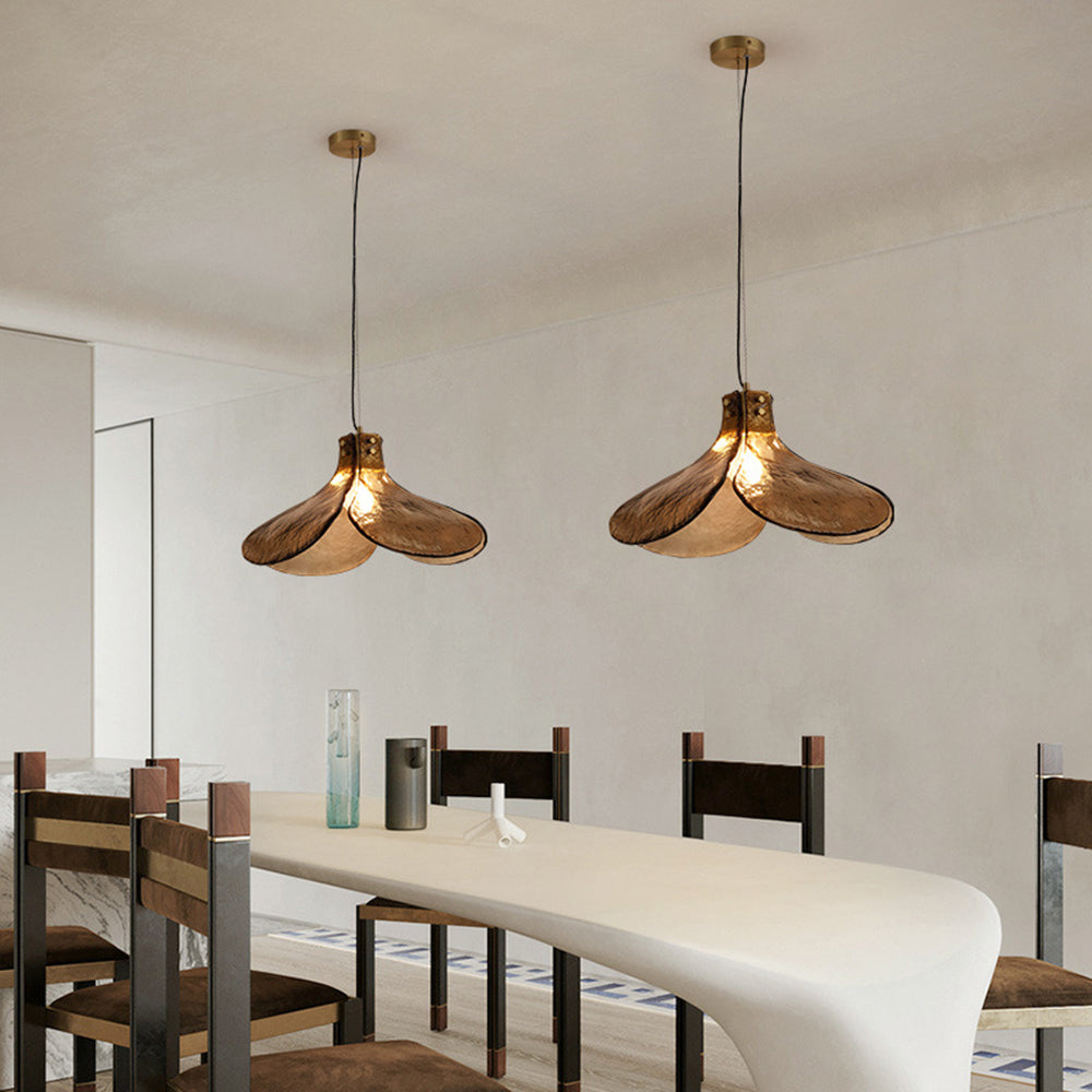 Nugadid Handmade Retro Glass Pendant Light, Four-leaf Flower