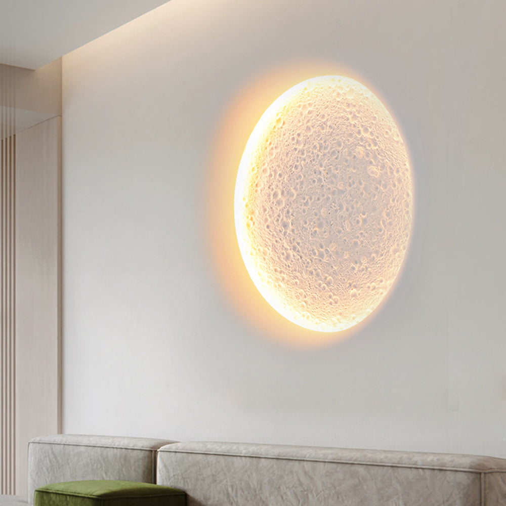Fupenud Decorative Moon Metal/Gypsum Wall Lamp, White