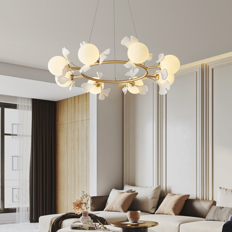 Gimageni Luxury Minimalist Chandelier Creative Leaf Glass Living Room