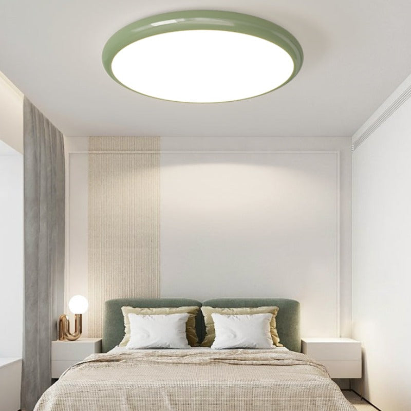 Cikogin Retro Circle Flush Mount Ceiling Light White Metal Bedroom