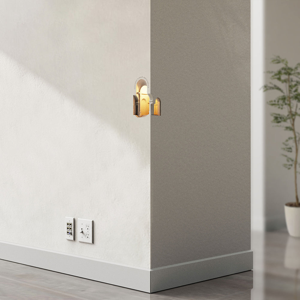 Natotuk Art Deco Flush LED Plaster Wall Lamp, White