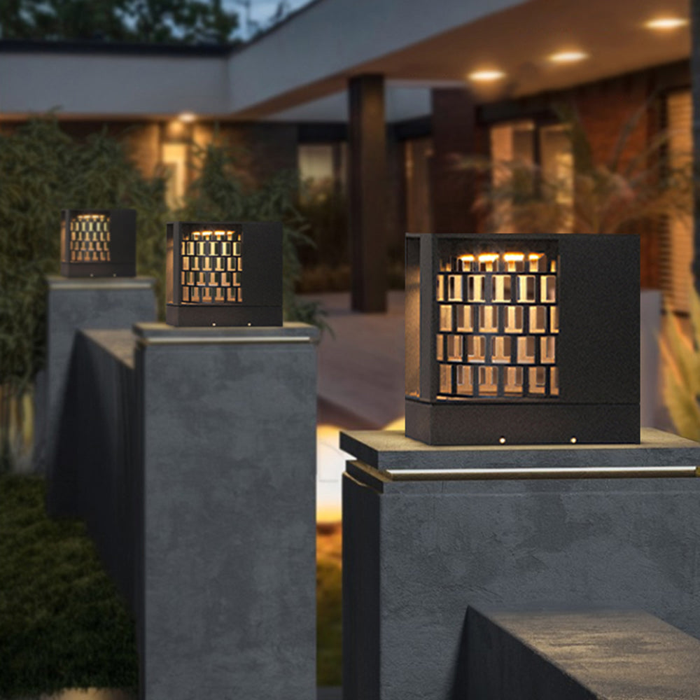 Hagisuk Modern Pattern Metal Outdoor Table Lamps, Black