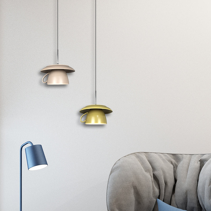 Bugidodu Pop Art Cup Ceramic LED Pendant Light Study Bedroom