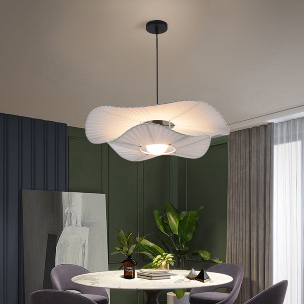 Nilarim Modern Nordic Cloth/Metal Shell Pendant Light, White