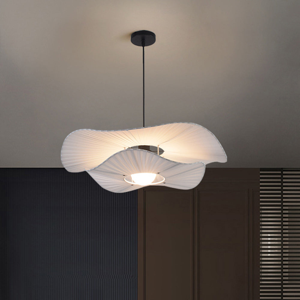 Nilarim Modern Nordic Cloth/Metal Shell Pendant Light, White