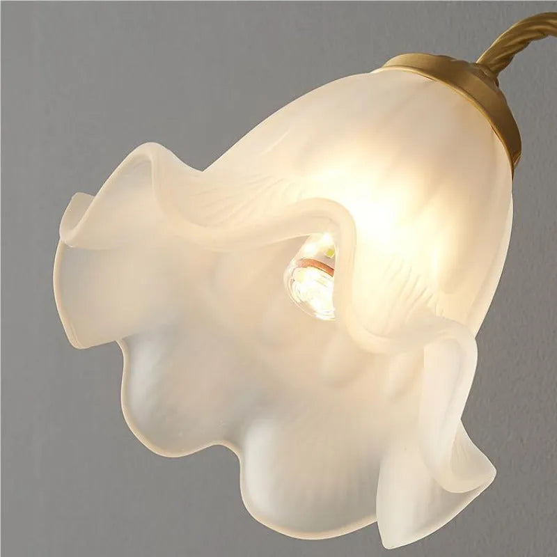 Beniduk Retro LED Indoor Wall Lamp Gold Glass Flower-shaped Design Bedroom