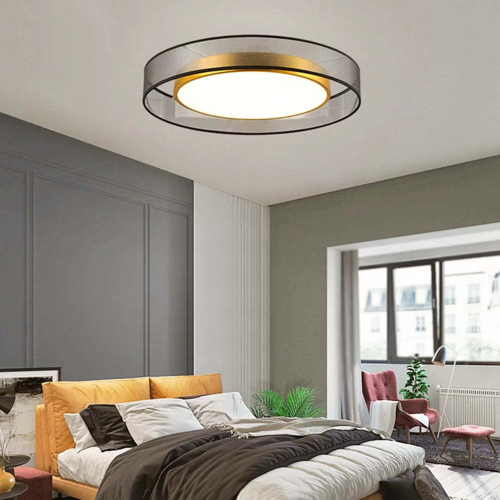 Vomalum Nordic Modern Round LED Flush Mount Ceiling Light, Gold Copper