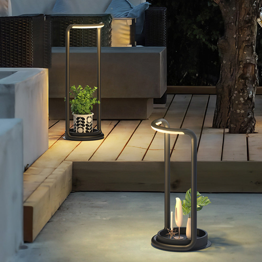 Datisad Minimalist Rectangular Solar LED Outdoor Floor Lamp, Black