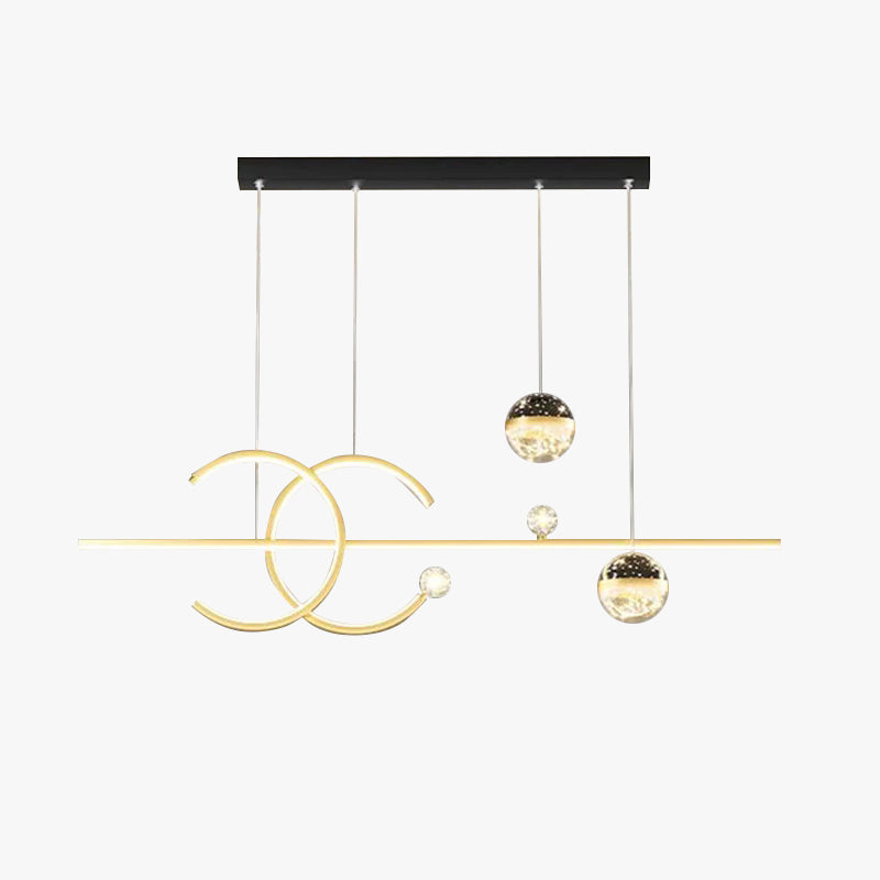Dulikun Luxury Globe Metal/Glass Pendant Light, Black/Gold