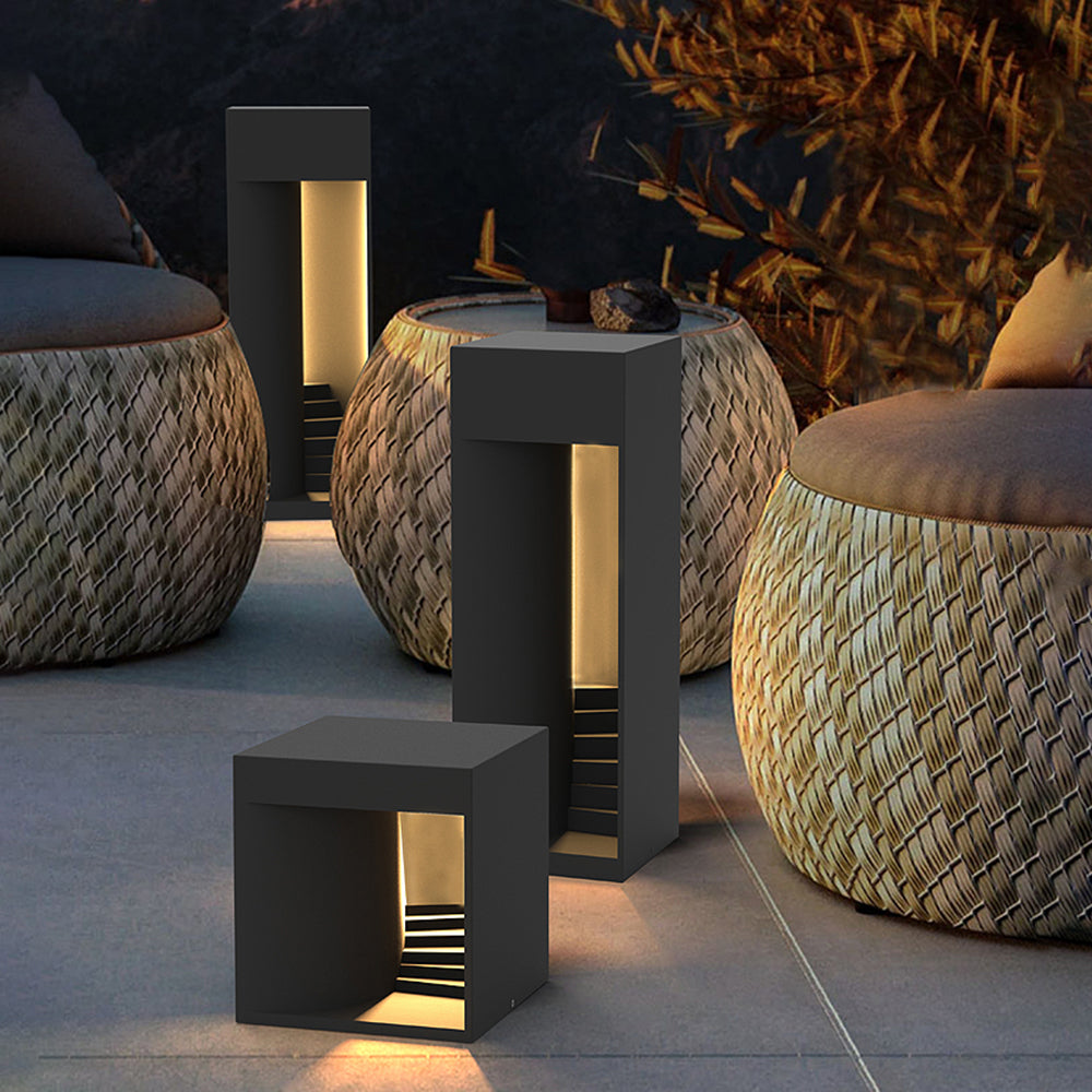 Tilegor Minimalist Waterproof Cuboid Rechargeable/Solar Lamp de Table, Black/White