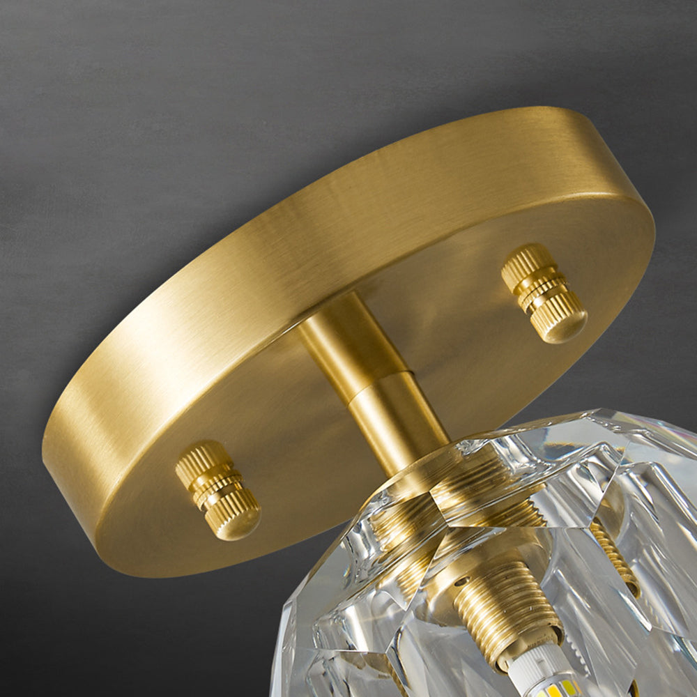 Lebomen Luxury Diamond Metal/ Flush Mount Ceiling Light, Gold