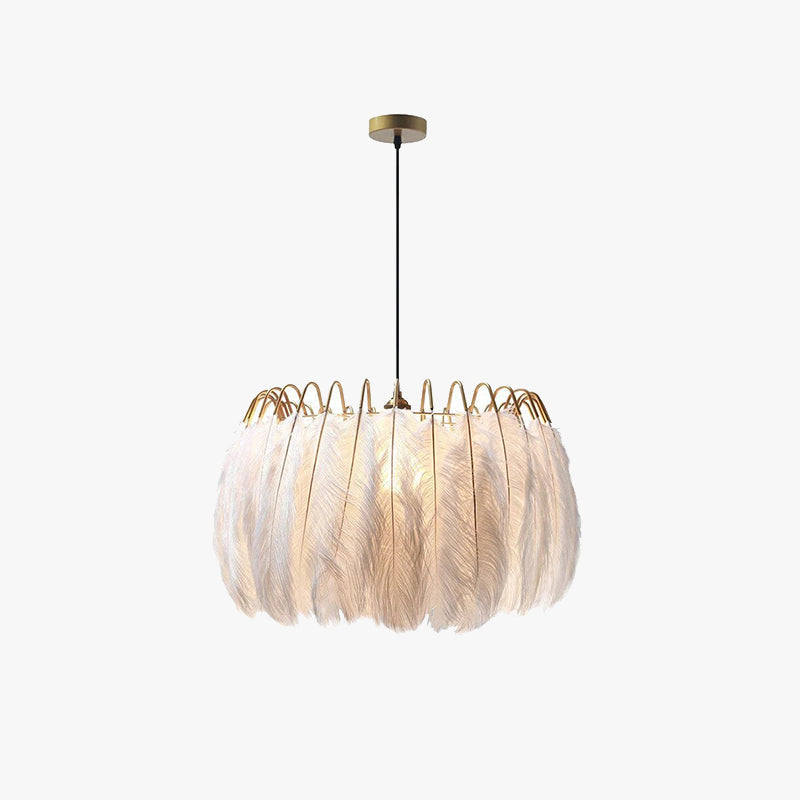 Nasesil Elegant Feather Pendant Light, Black/White, Bedroom/Living Room