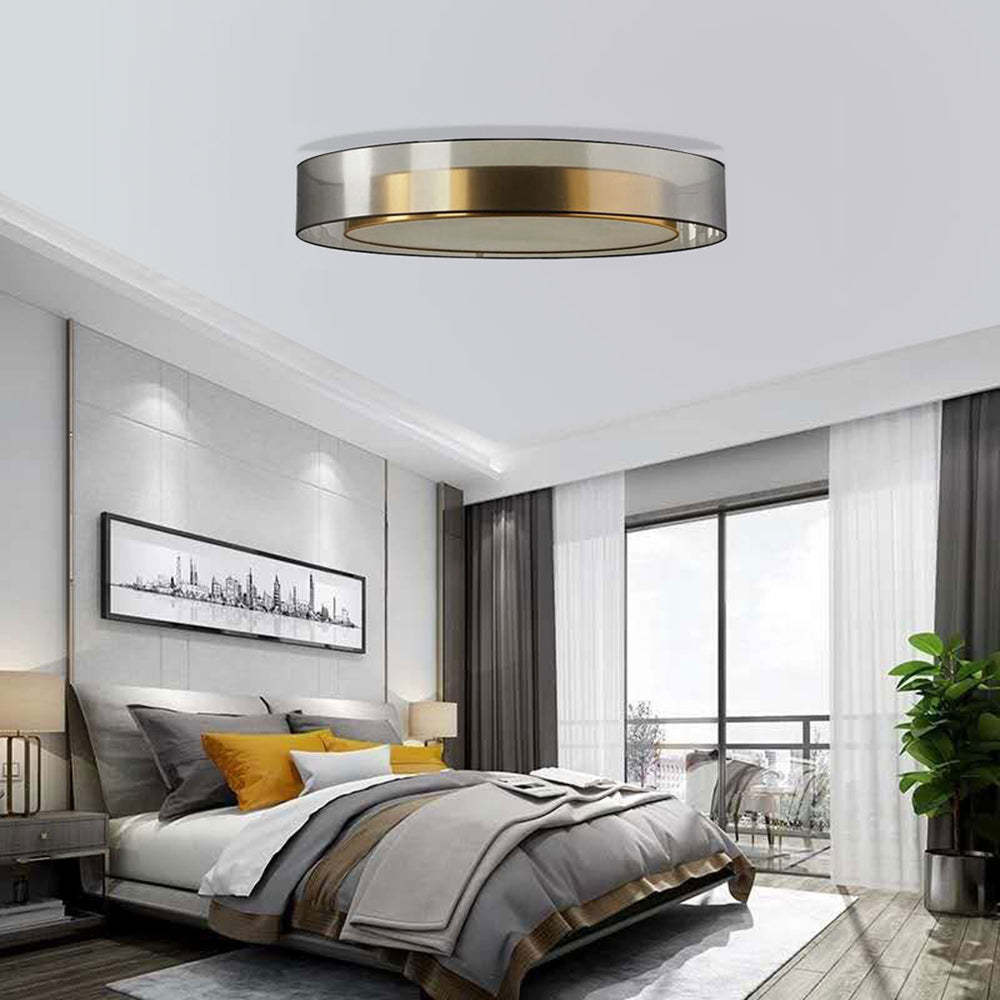 Vomalum Nordic Modern Round LED Flush Mount Ceiling Light, Gold Copper
