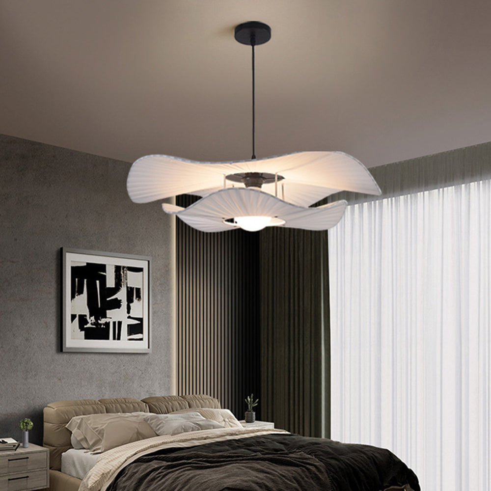 Nilarim Modern Nordic Cloth/Metal Shell Pendant Light, White
