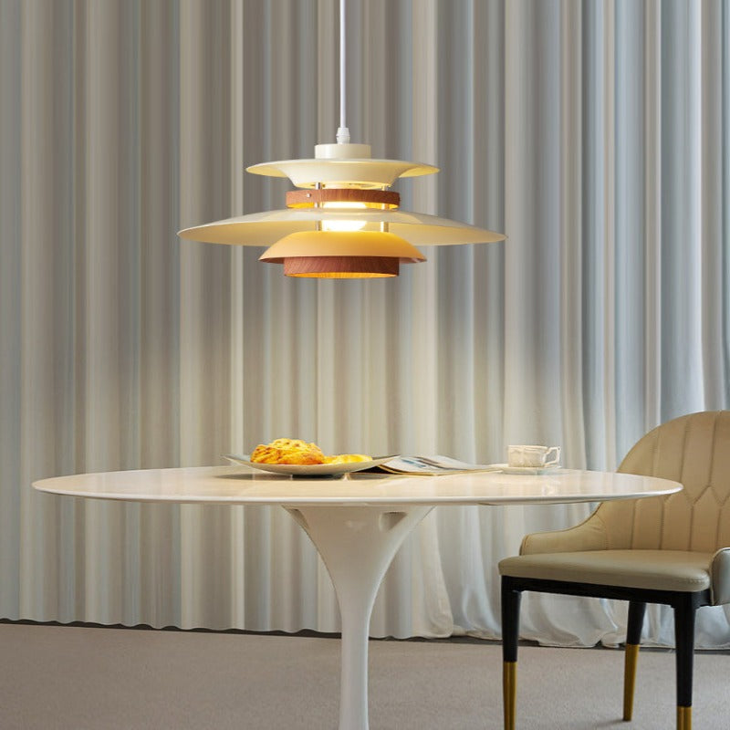 Jenaral Modern Pendant Light Black/White/Wood Metal Dining Room