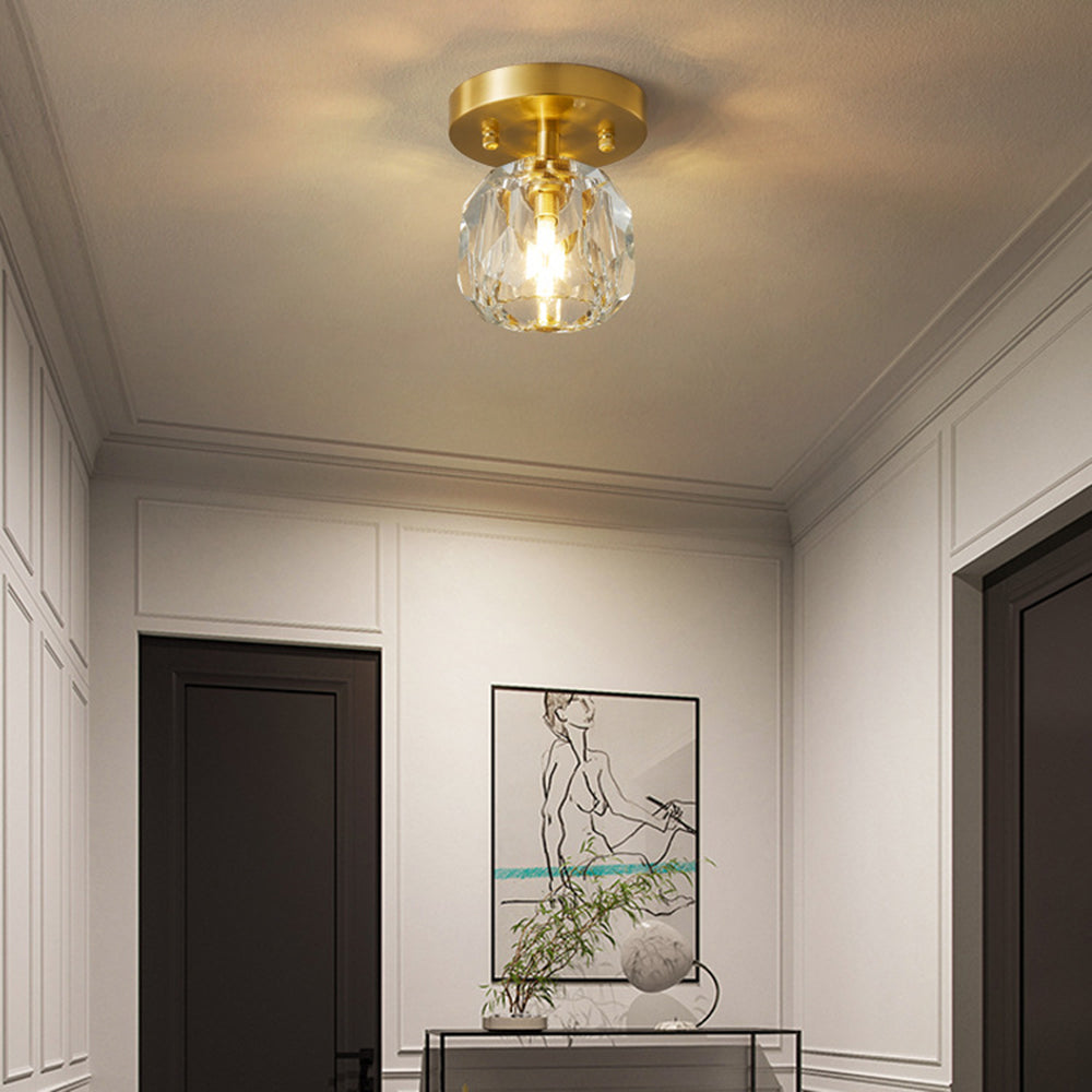 Lebomen Luxury Diamond Metal/ Flush Mount Ceiling Light, Gold