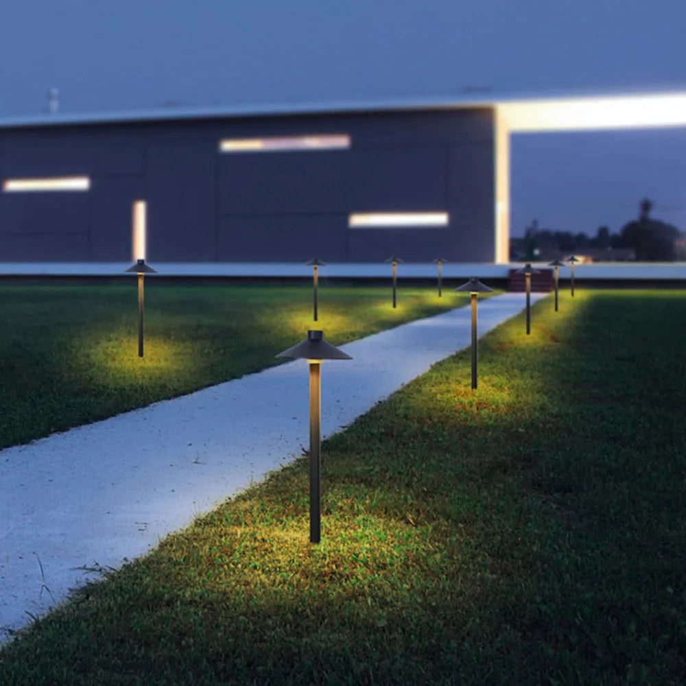 Dorvenia Outdoor Path Light Contemporary Cap-Shaped Black-Relic Pieces