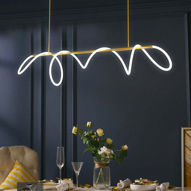 Wasaten Curved & Linear Semi Flush Mount Ceiling Light, Gold