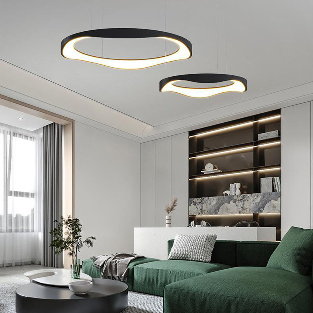 Widunom Pendant Light Rond Modern, Black/White, Dining Room
