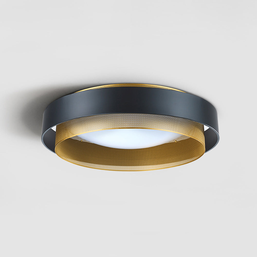 Fusoros Modern Ring Metal/ Flush Mount Ceiling Light, White/Black
