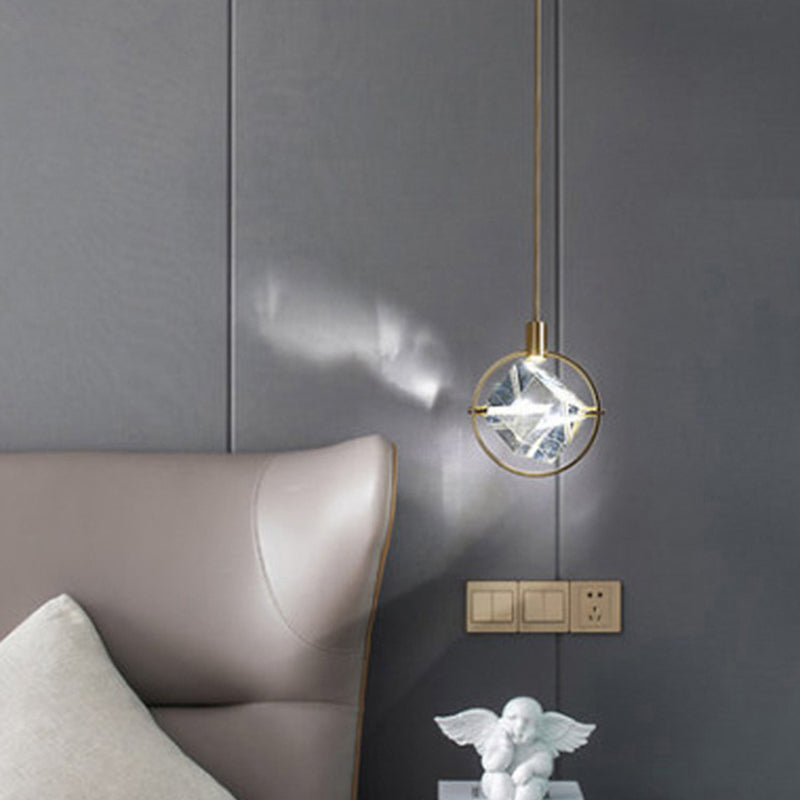 Samiror Modern Luxury Geometry Metal/Crystal Pendant Light, Gold