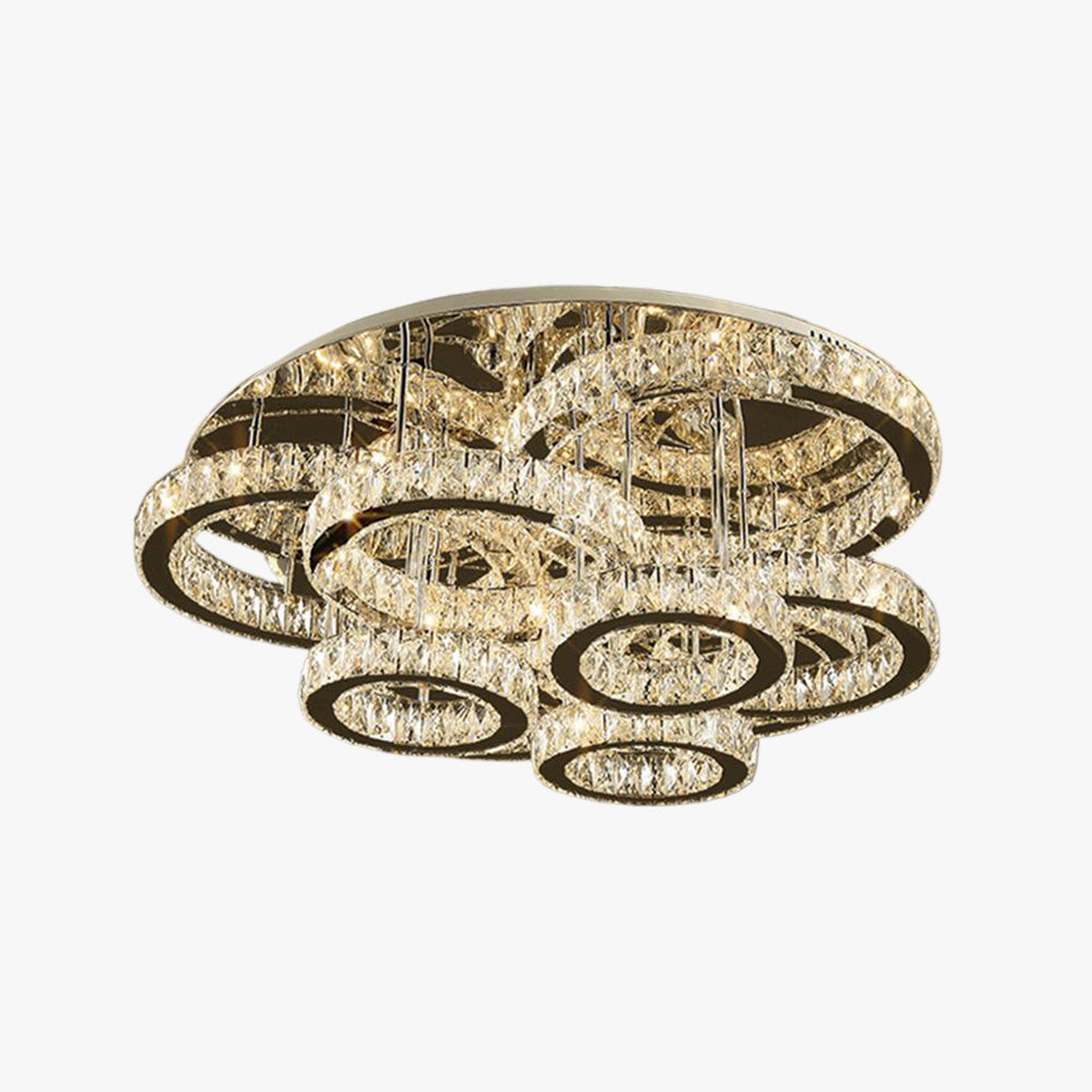 Vivubar Modern Multi Ring Metal And Crystal Pendant Light