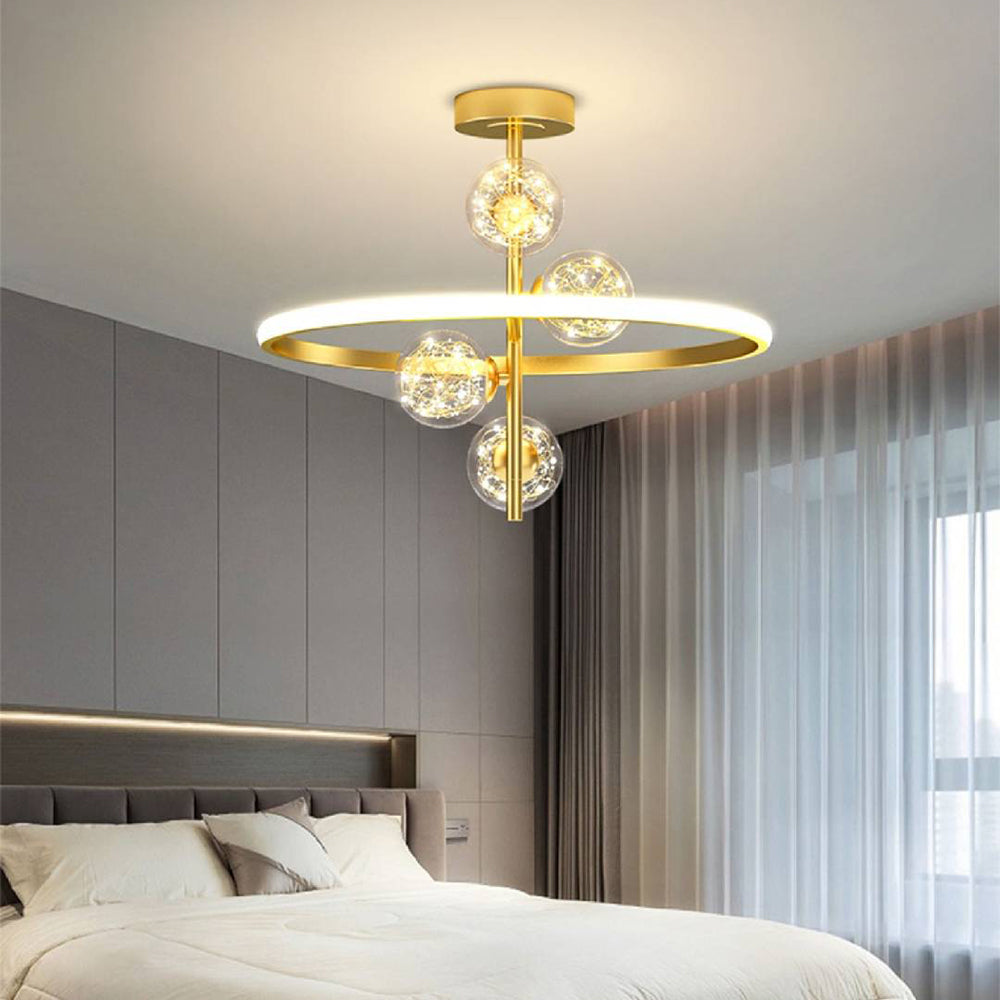 Resilak Semi-Flush Mount Ceiling Light, Gold & Black, 2 Style