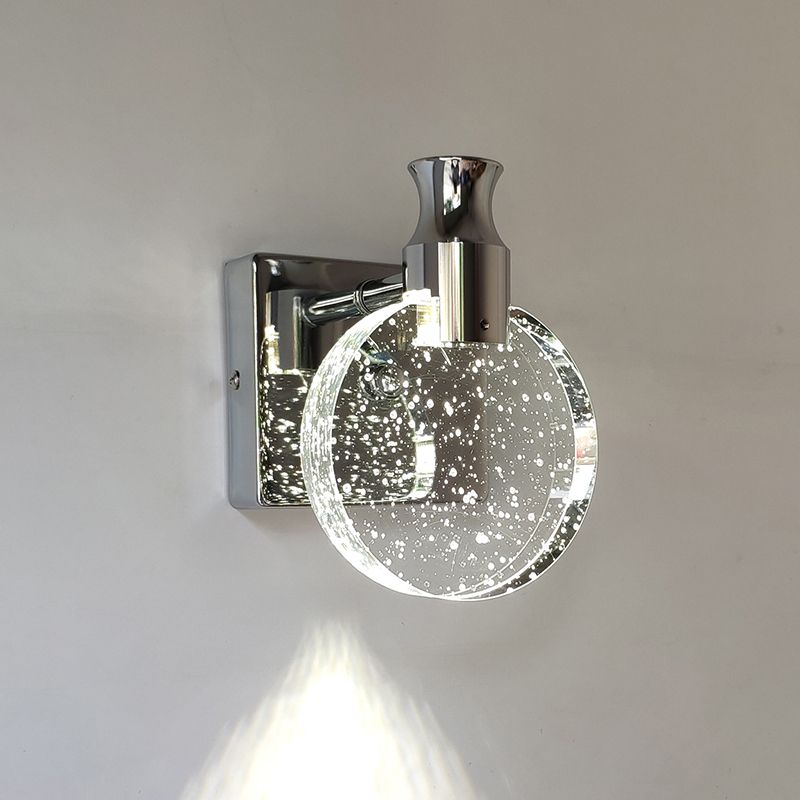 Folerik Modern Round Crystal Vanity Wall Lamp, Gold/Chrome