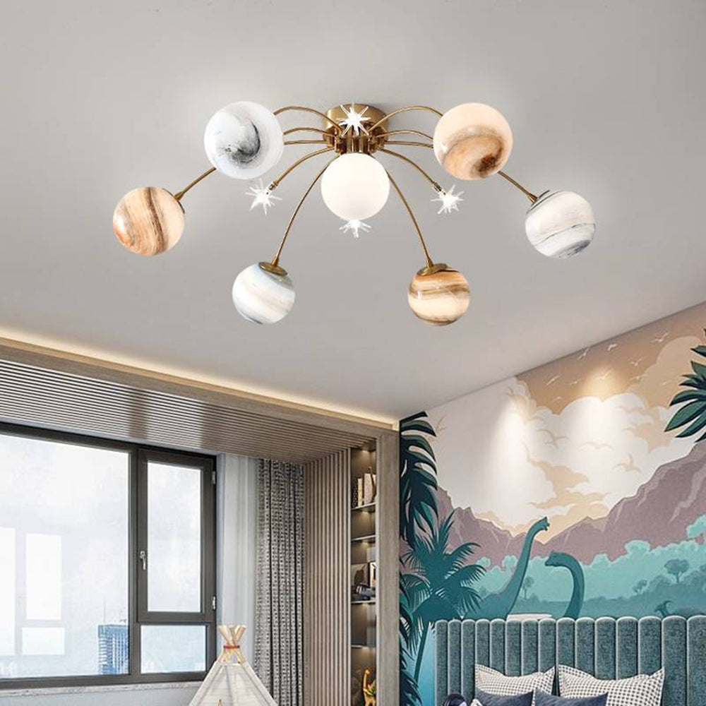 Zomovir Modern Planet Flush Mount Ceiling Light, Living Room