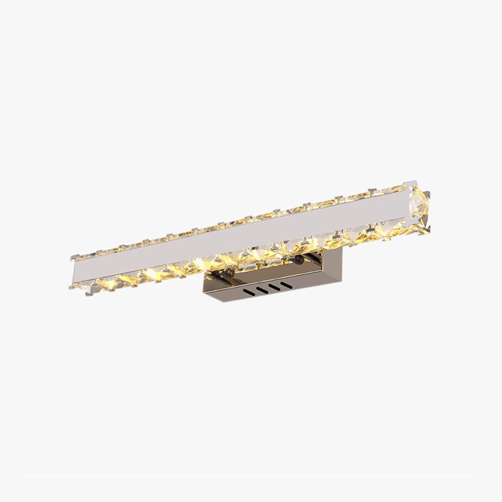 Sigavek Modern Rectangular Metal/Crystal Mirror Front Wall Lamp, Gold