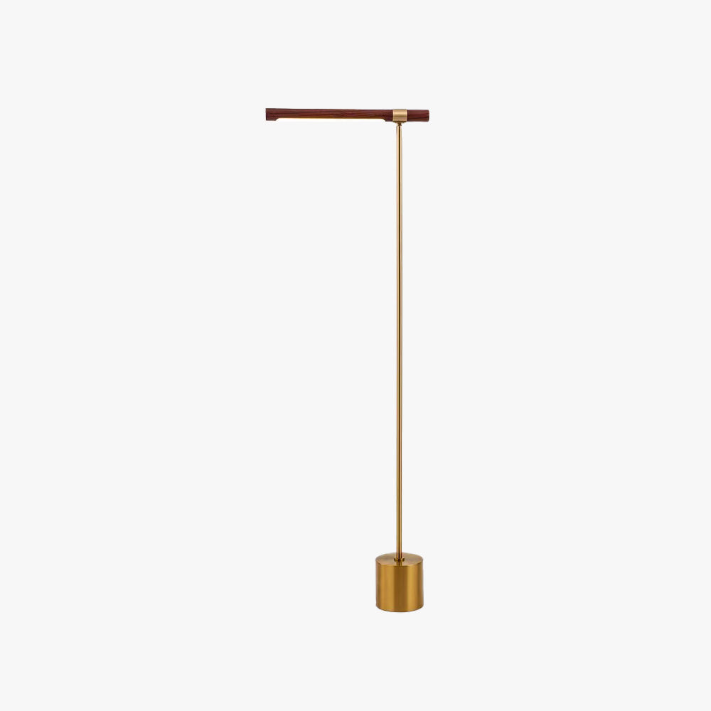 Bibudus Floor Lamp Linear Minimalist, Metal/Wood, Gold, Living Room