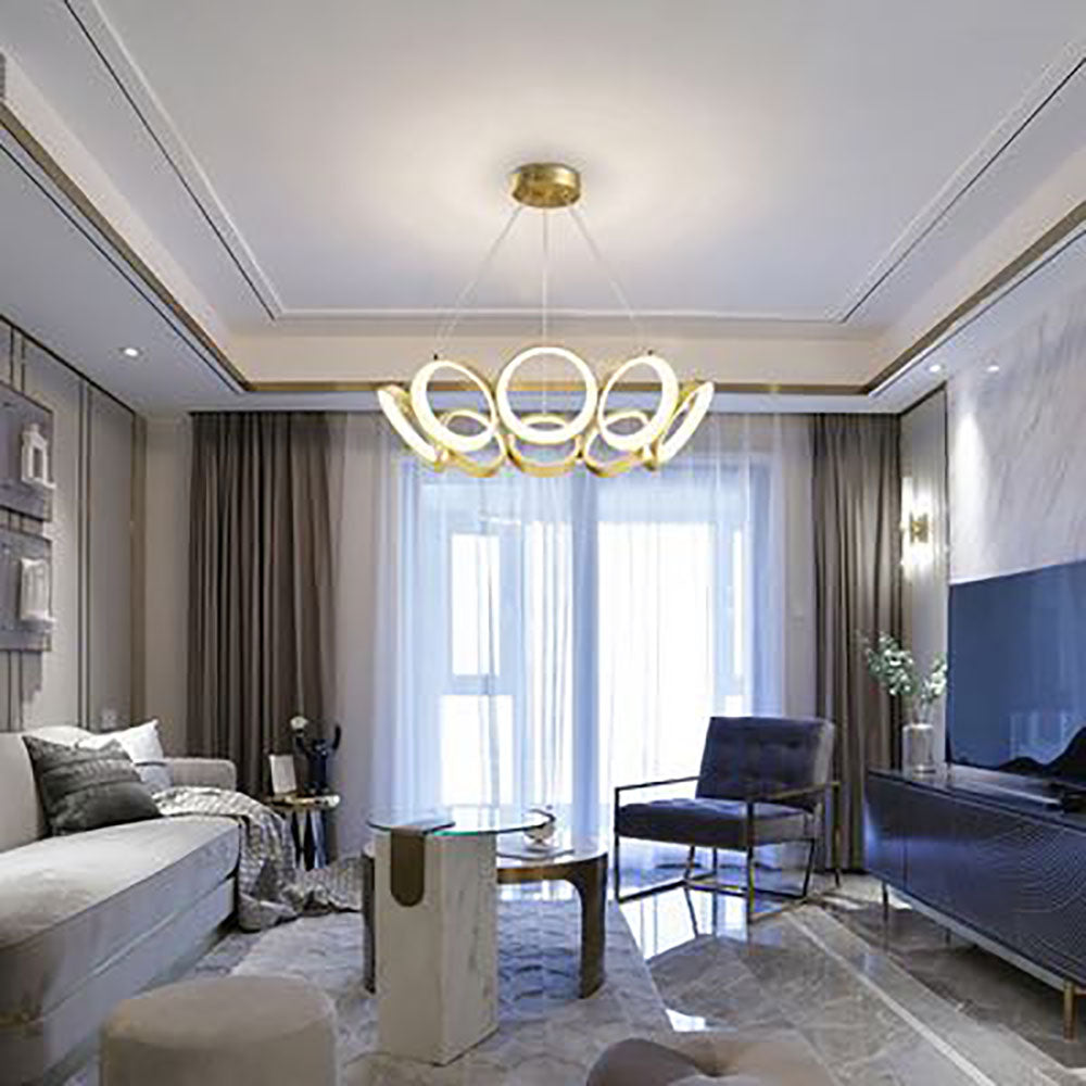 Sapikot Luxury Ring Metal Pendant Light, Gold