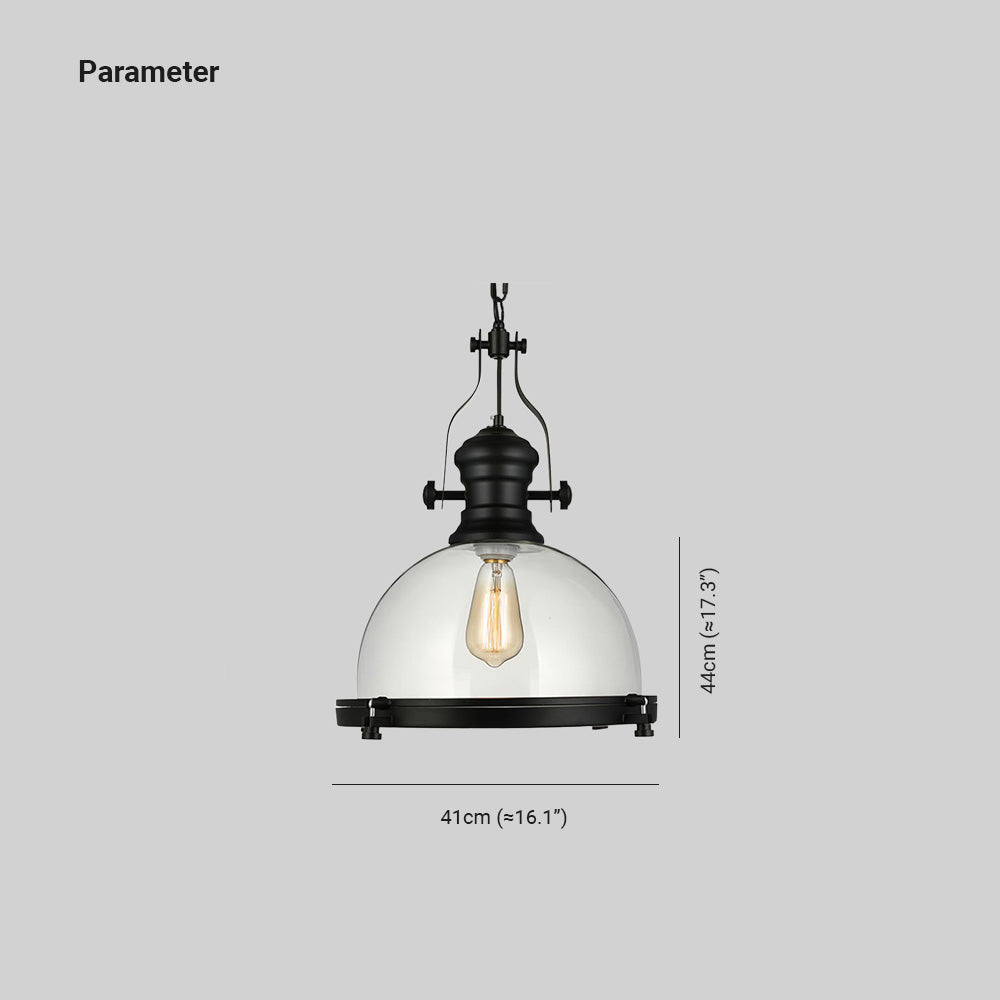 Wetimut Vintage Hemispherical Glass Pendant Light, Black