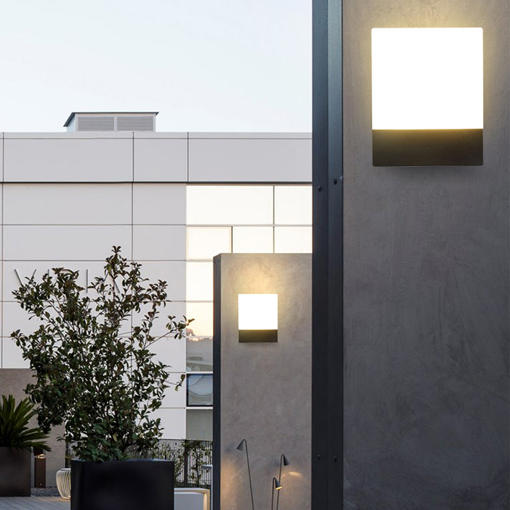 Tevapal Modern Sensor Rectangular Metal Outdoor Wall Lamp, Black/White