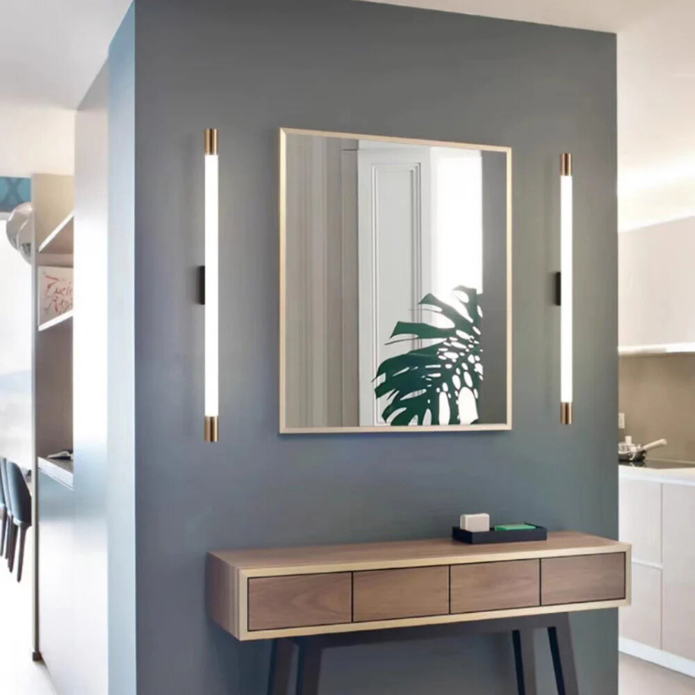 Fepupad Modern Gold Mirror Front Vanity Wall Lamp, Metal/