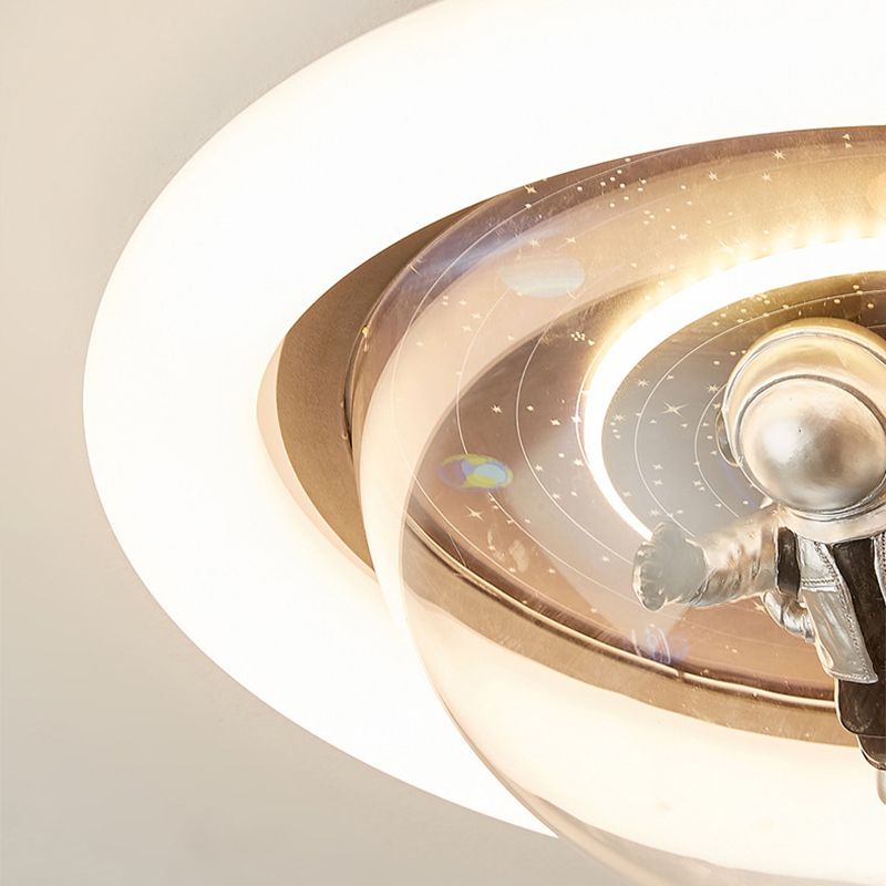 Gapubed Cosmic Astronaut & Galaxy Motif Flush Mount Ceiling Light