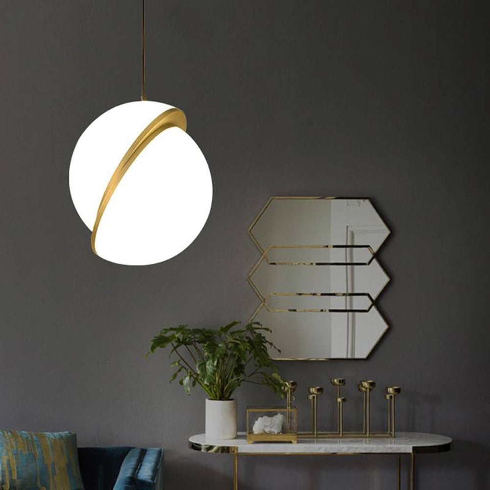 Duteder Simple Pendant Light, Gold & White