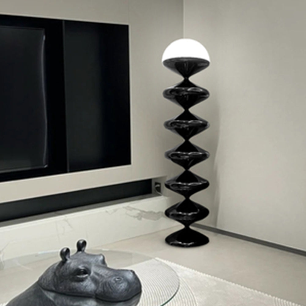 Ligukod Bauhaus Gourd Floor Lamp, Black/White