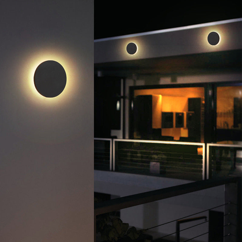 Dori Minimalist Round/Square Outdoor Wall Lamp LED, Black/White-Relic Pieces